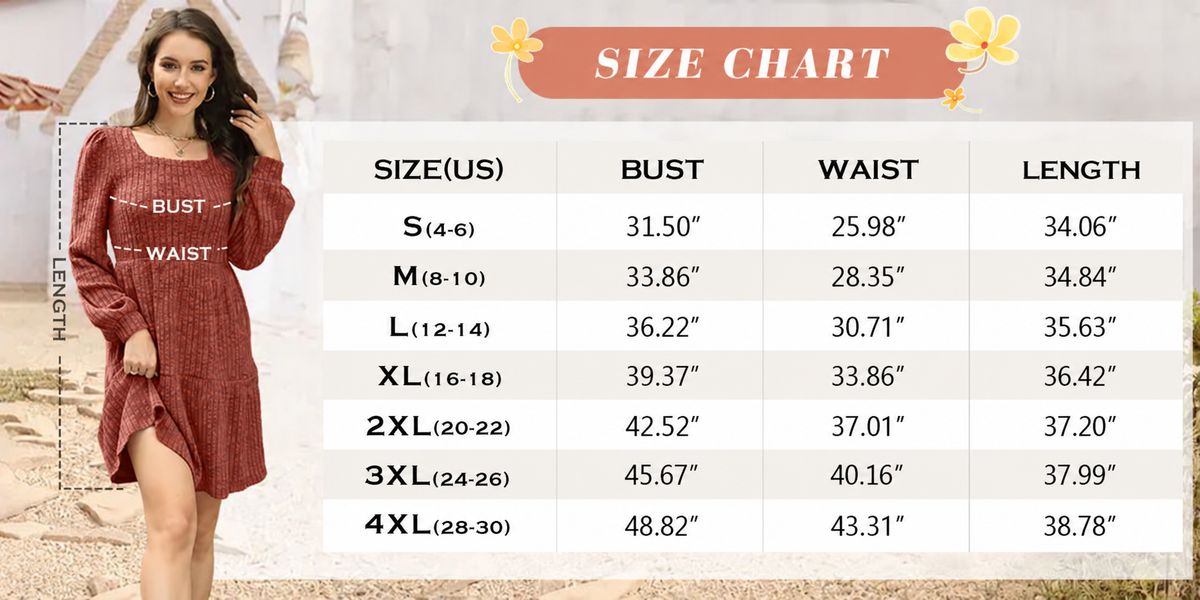 Womens Square Neck Long Sleeve Fall Dresses