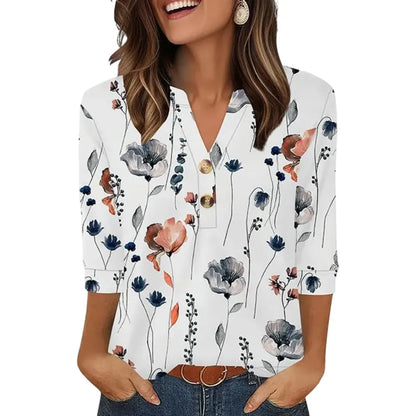 3/4 Length Sleeve Womens Tops Dressy Casual Blouses