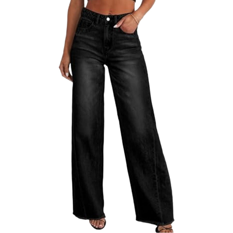 Women's Sweatpant Jeans Denim Sweatpants High Waisted Full-Length Wide Leg Pants Baggy Comfort Faux Jeans
