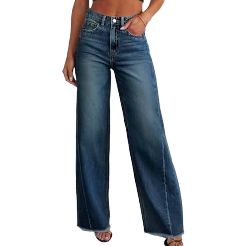 Women's Sweatpant Jeans Denim Sweatpants High Waisted Full-Length Wide Leg Pants Baggy Comfort Faux Jeans