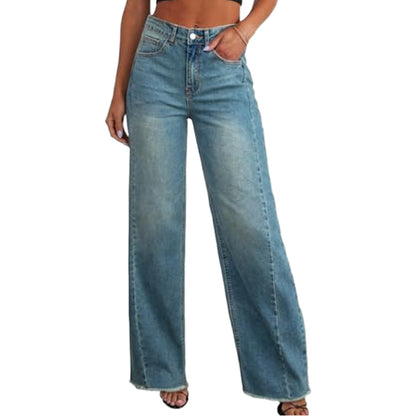 Women's Sweatpant Jeans Denim Sweatpants High Waisted Full-Length Wide Leg Pants Baggy Comfort Faux Jeans