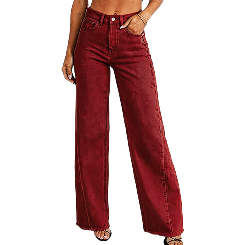 Women's Sweatpant Jeans Denim Sweatpants High Waisted Full-Length Wide Leg Pants Baggy Comfort Faux Jeans