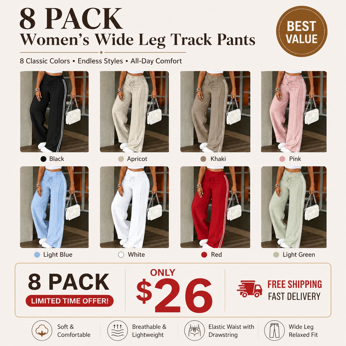 👖Seasonal Style - High-Rise Drawstring Pants