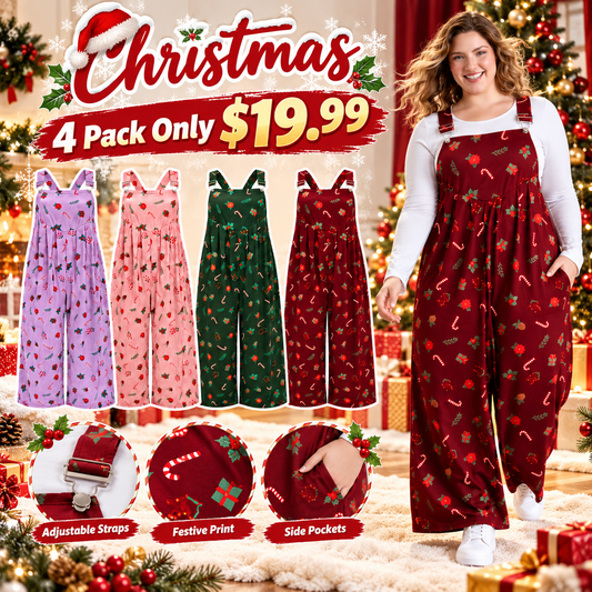 LAST DAY SALE🎄Holiday Candy Stretchy Overall Jumpsuit