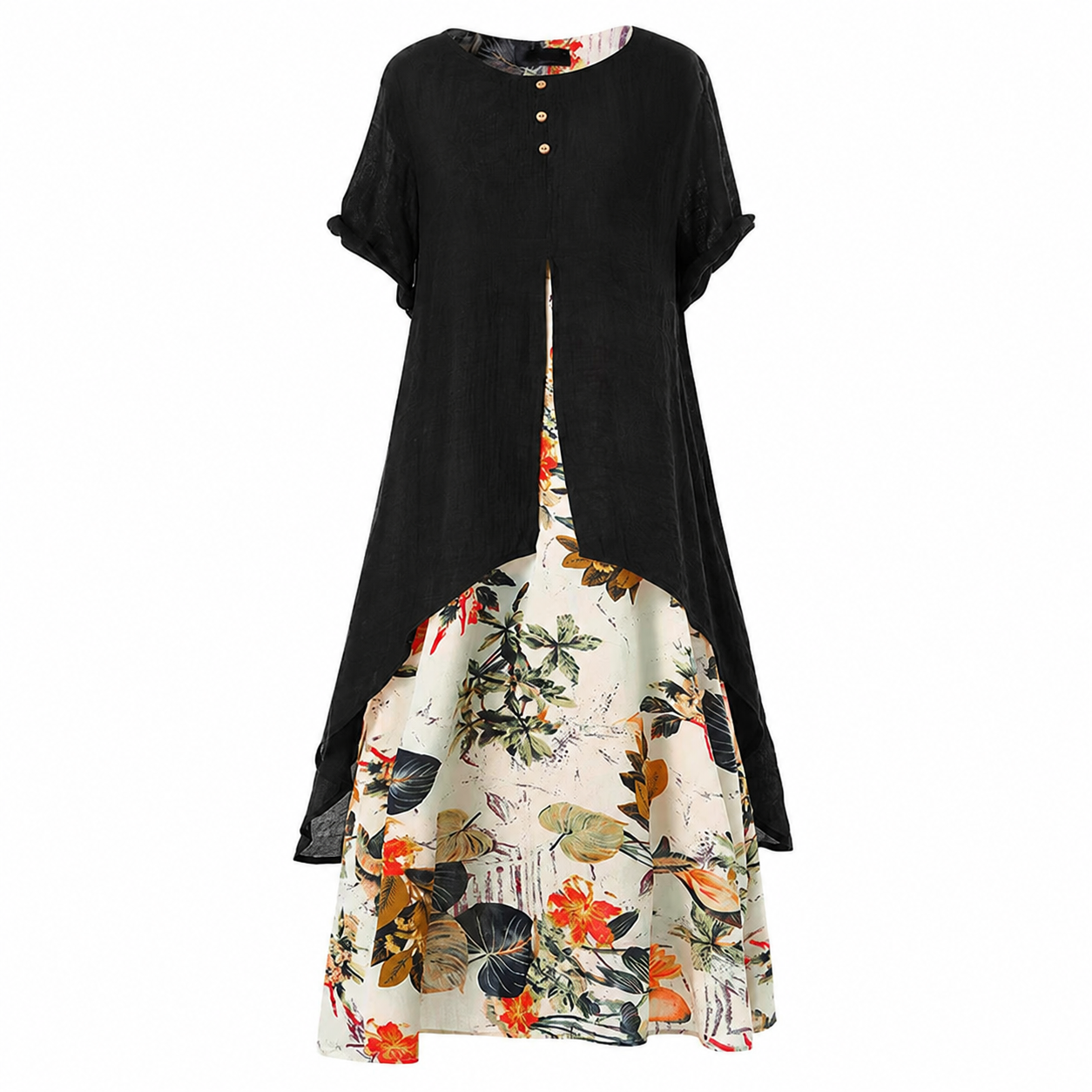 Women's Layered Look Floral Print Casual Dress