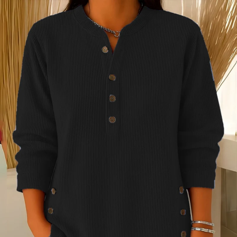 Women‘s Corduroy Henley Top – Stylish, Soft & Versatile