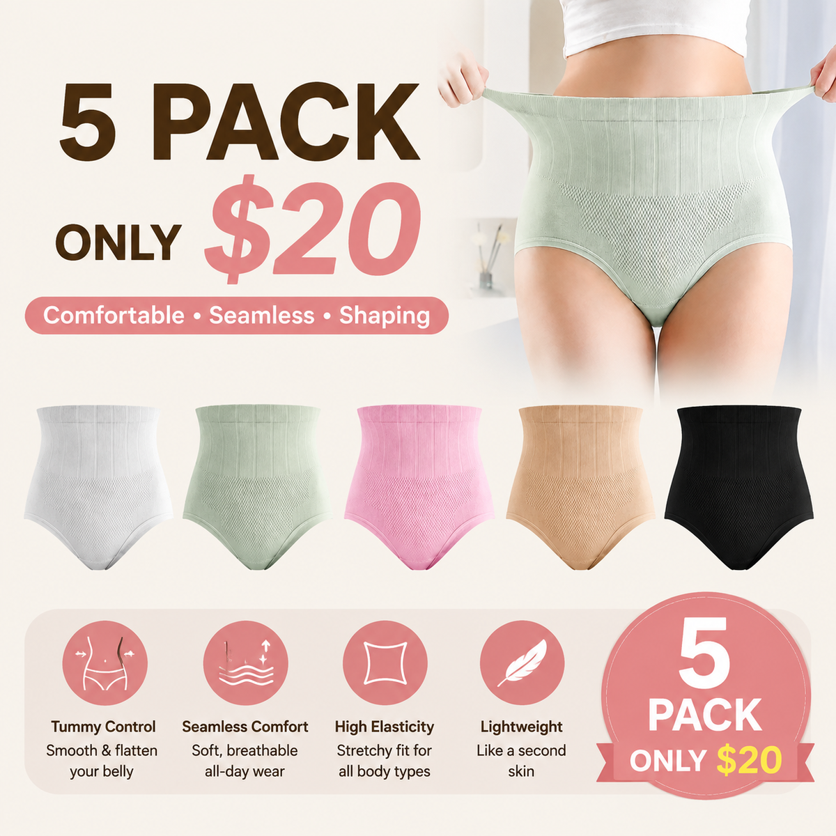 Women’s High Waist Widened Leak-proof Panties