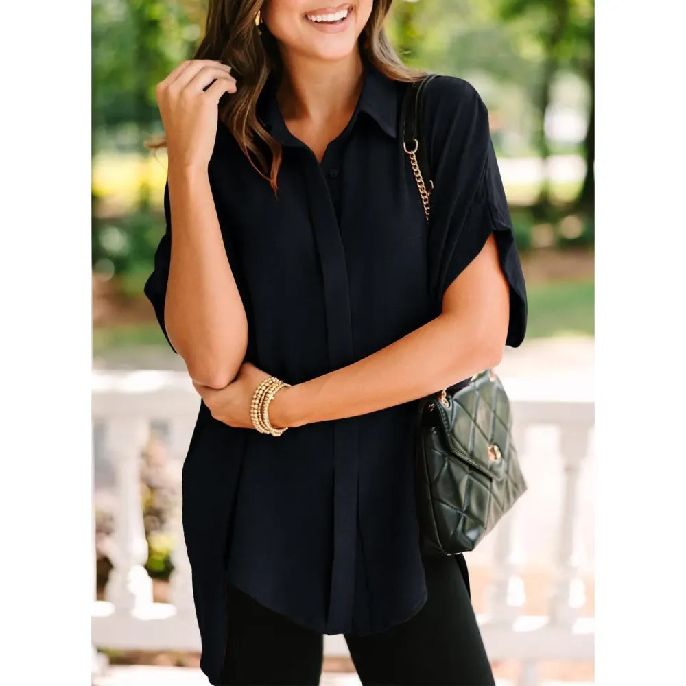 Women's Tops Dressy Casual V Neck Button Down Shirts
