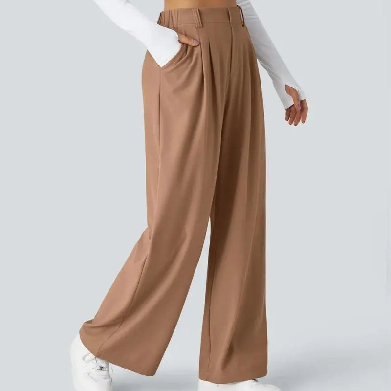 Flex High Waisted Pocket Wide Leg Waffle Work Pants