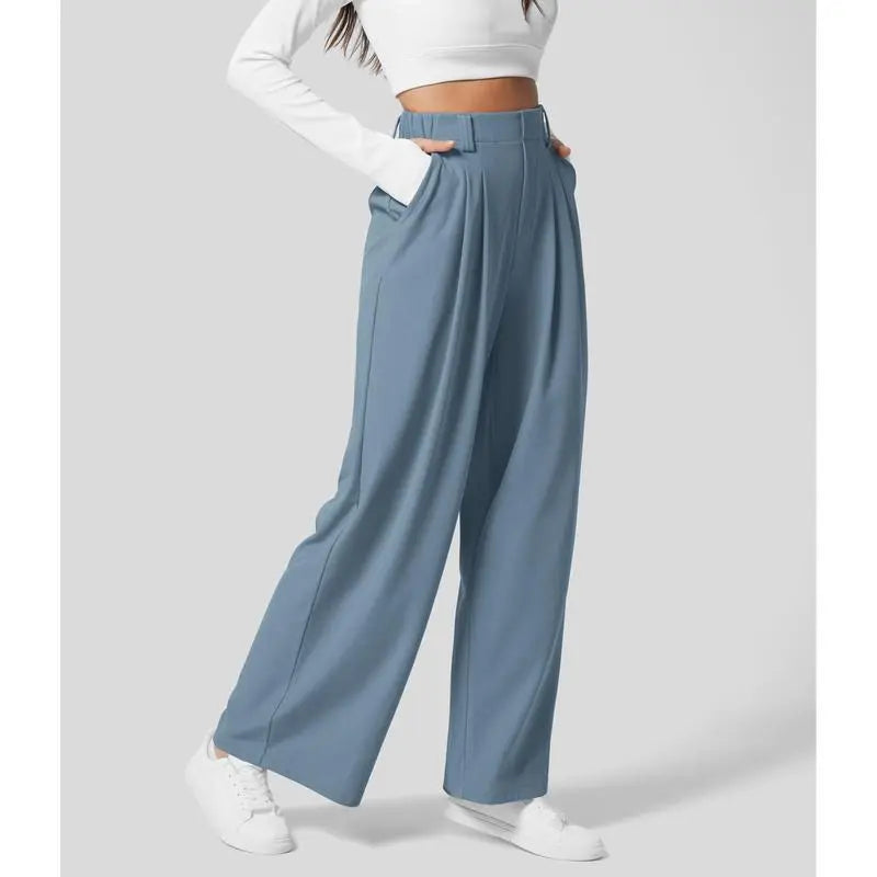 Flex High Waisted Pocket Wide Leg Waffle Work Pants