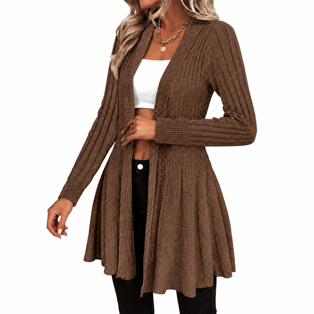 🌸 NEW ARRIVAL –  Elegant Textured Open Cardigan – Soft, Effortless & Easy to Style Every Day ✨