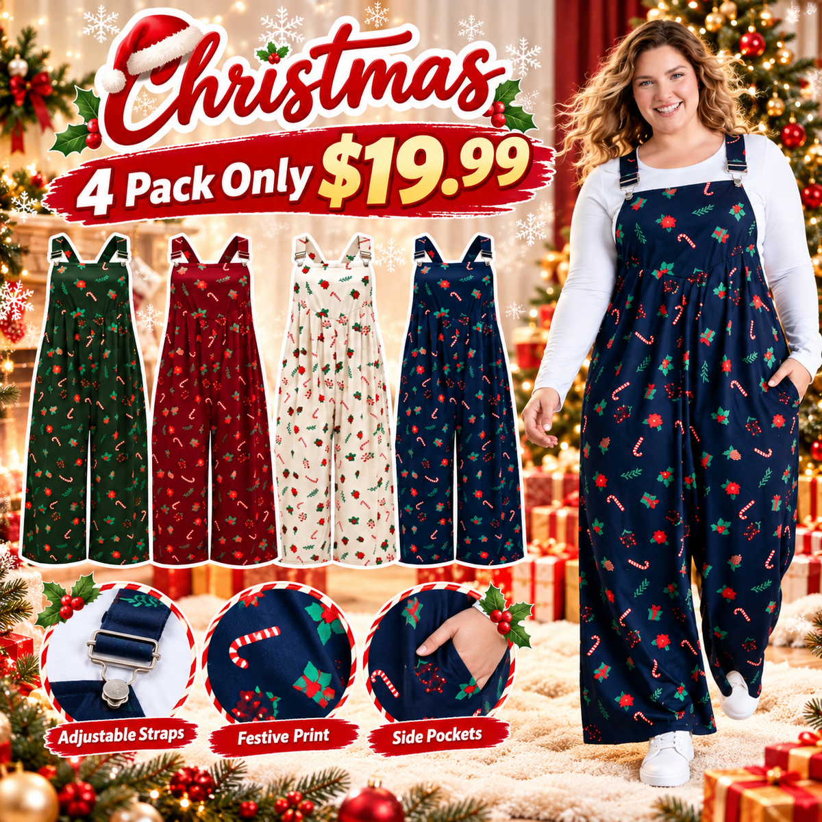 LAST DAY SALE🎄Holiday Candy Stretchy Overall Jumpsuit