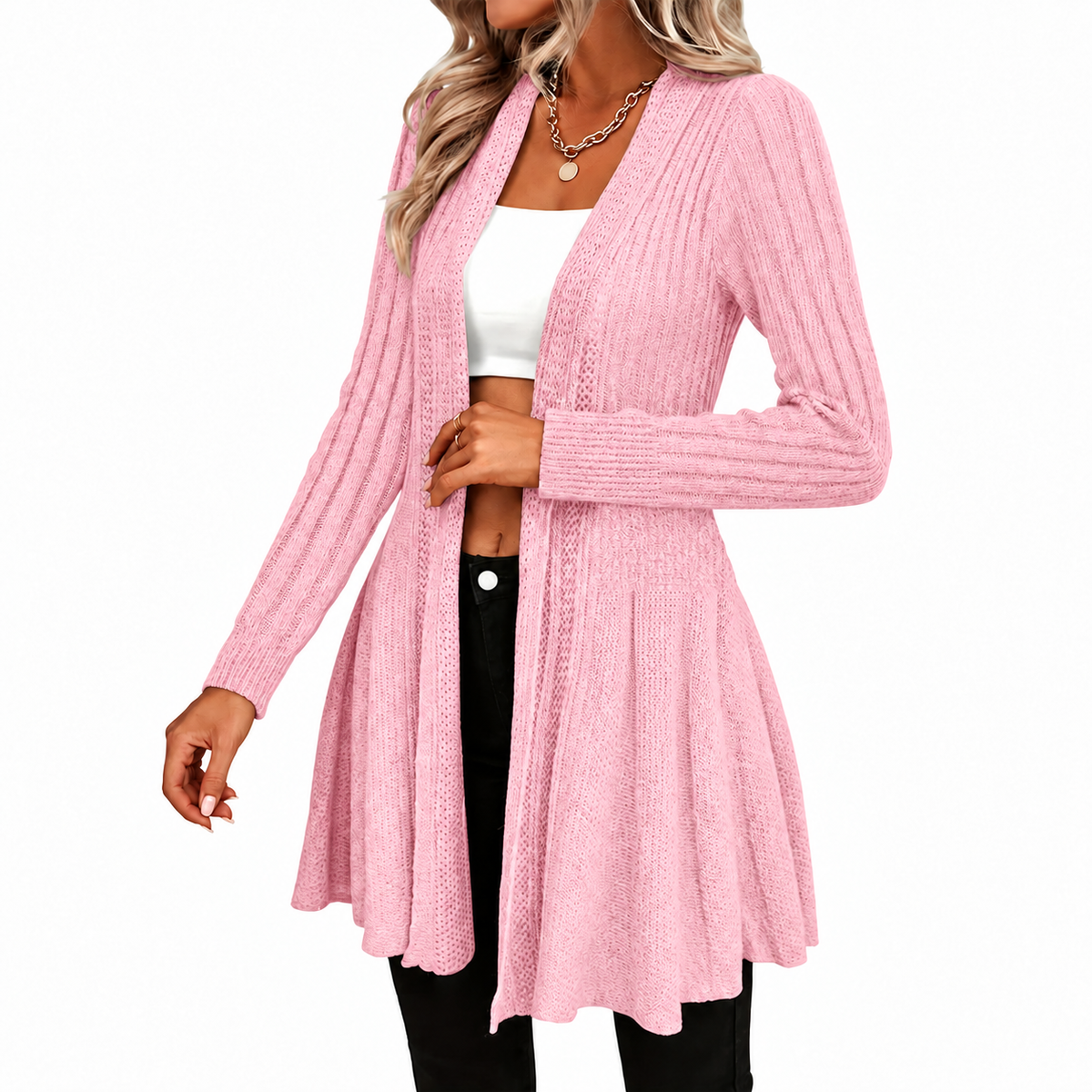 🌸 NEW ARRIVAL –  Elegant Textured Open Cardigan – Soft, Effortless & Easy to Style Every Day ✨