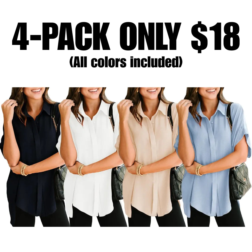 Women's Tops Dressy Casual V Neck Button Down Shirts