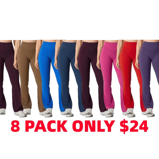 🔥8- PACK No Front Seam Flare Leggings 31"