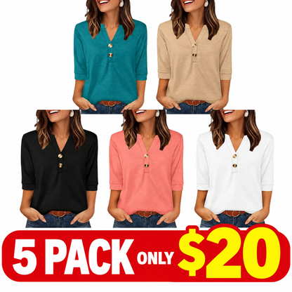 3/4 Length Sleeve Womens Tops Dressy Casual Blouses