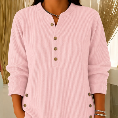 Women‘s Corduroy Henley Top – Stylish, Soft & Versatile
