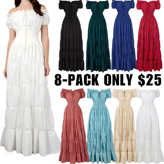 Women's Waist-Cinching Pleated Maxi Dress