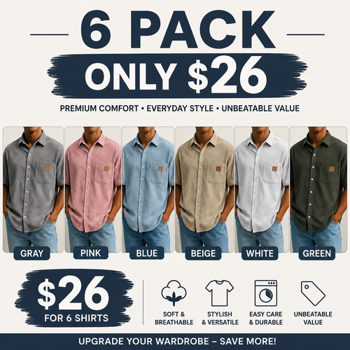 Men's Vintage Lapel Short-Sleeve Button-Down Shirts
