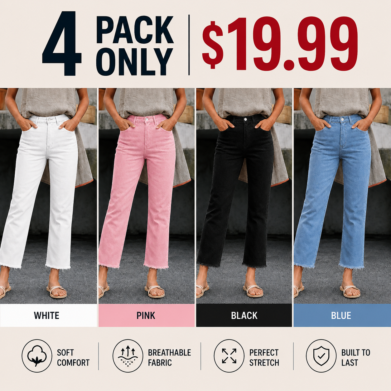 New Spring Summer Women's Fashion Simple Slim Fit High Waist Nine-Inch Pants