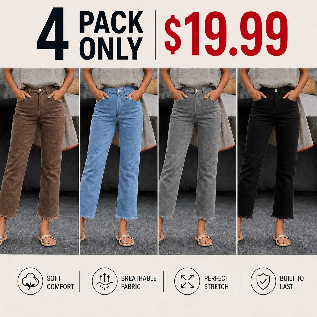 New Spring Summer Women's Fashion Simple Slim Fit High Waist Nine-Inch Pants