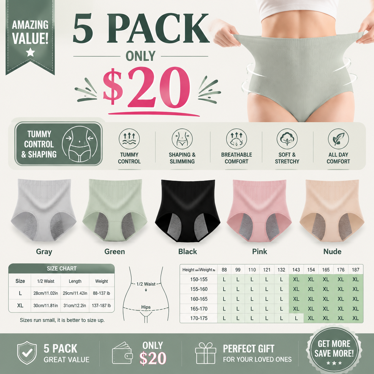 Women’s High Waist Widened Leak-proof Panties