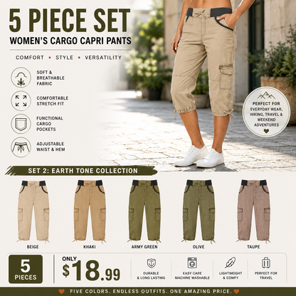 Women's High-Waist Cargo Capri Pants