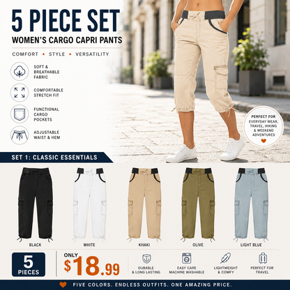 Women's High-Waist Cargo Capri Pants