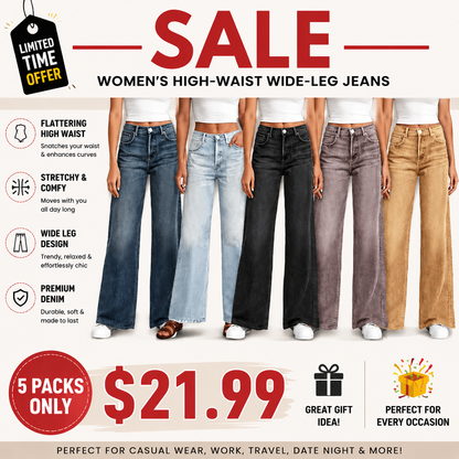 Women's Sweatpant Jeans Denim Sweatpants High Waisted Full-Length Wide Leg Pants Baggy Comfort Faux Jeans