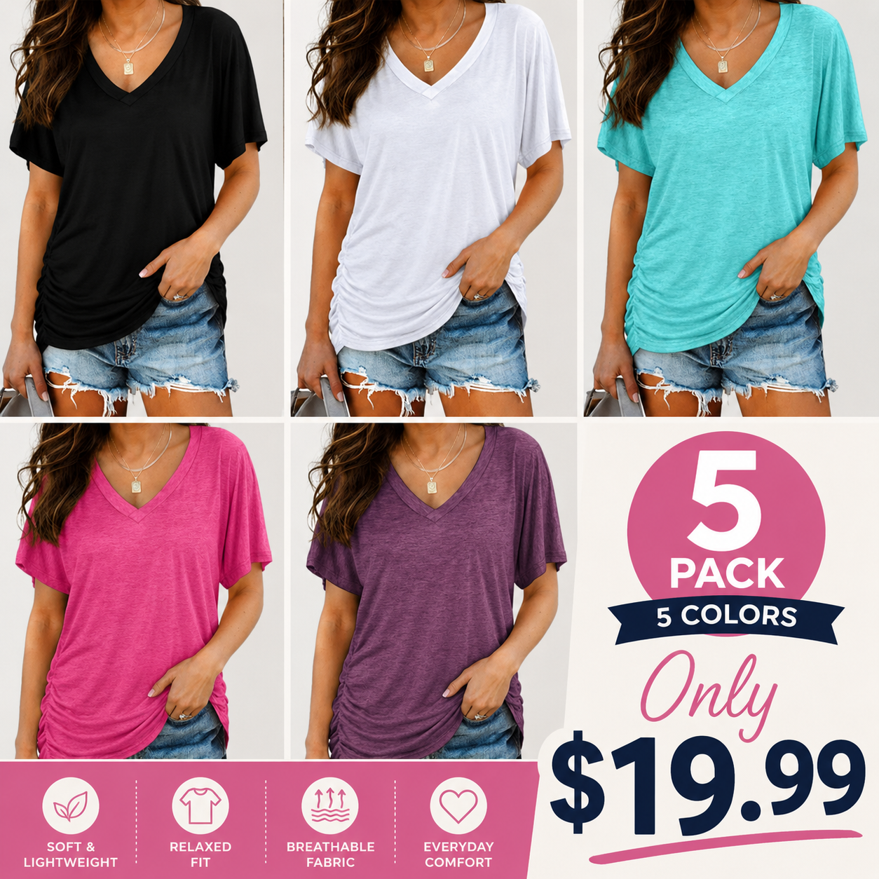 Classic V-Neck Short Sleeve T-Shirt | Ultra-Soft Everyday Essential
