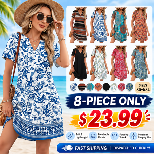 Summer Dress Dresses for Women 2026 Casual Summer V Neck Wedding Guest Dress