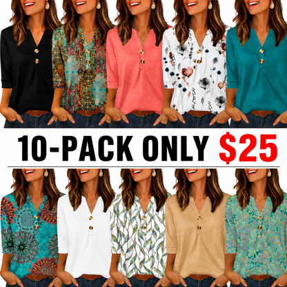 Womens Tops 3/4 Sleeve Heley Shirts for Women Summer Fashion Blouses