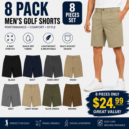 Men's 9" Golf Shorts Quick-Dry Stretch Lightweight Casual Work Shorts with 3 Pockets