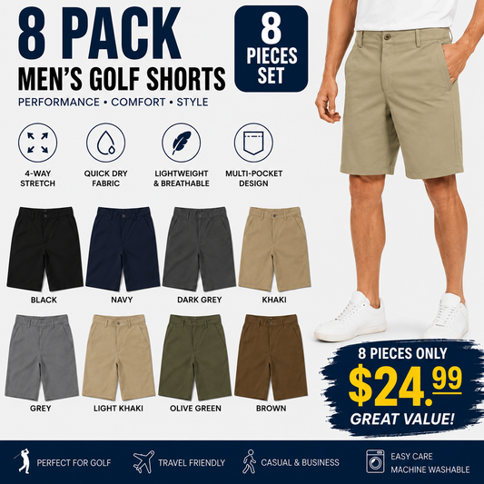 Men's 9" Golf Shorts Quick-Dry Stretch Lightweight Casual Work Shorts with 3 Pockets