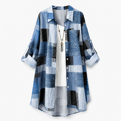 Casual Loose Fit Plaid Long Sleeve Shirt Plus Size Sun Protection Outerwear for Spring and Autumn