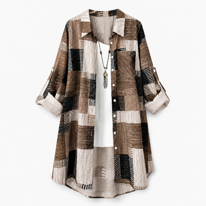 Casual Loose Fit Plaid Long Sleeve Shirt Plus Size Sun Protection Outerwear for Spring and Autumn