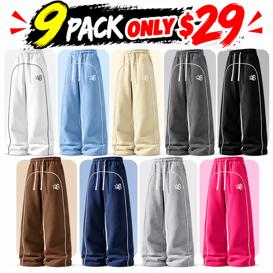 Men’s two-pack loose-fit fleece sweatpants, wide-leg design