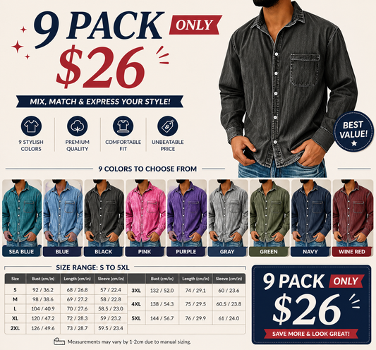 Men's Retro Washed Denim Shirt