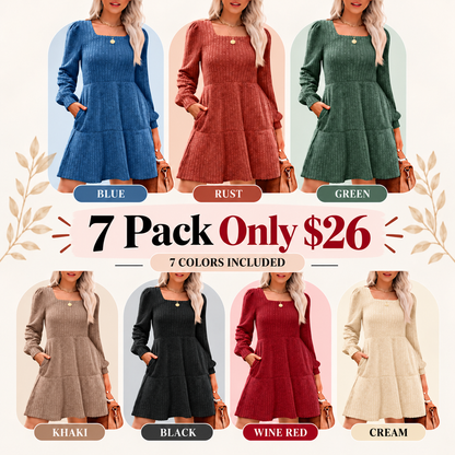 Womens Square Neck Long Sleeve Fall Dresses