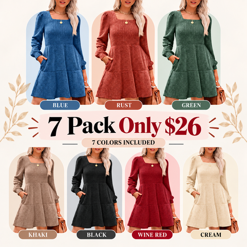 Womens Square Neck Long Sleeve Fall Dresses