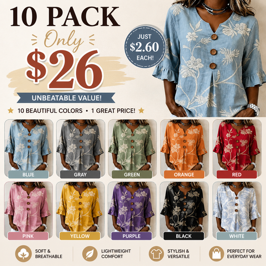 Women's Summer Floral Top with Ruffle Sleeve