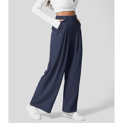 Flex High Waisted Pocket Wide Leg Waffle Work Pants