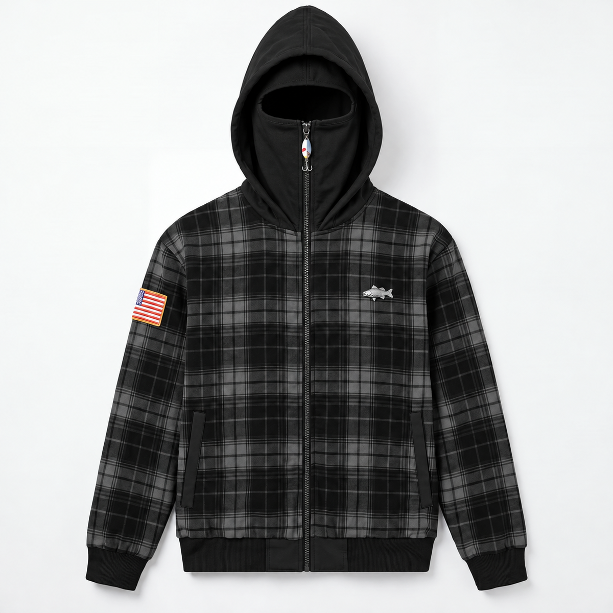 Men's Vintage Plaid Full-Zip Hooded Jacket – High Neck Outdoor Casual Coat