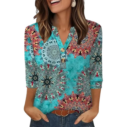 3/4 Length Sleeve Womens Tops Dressy Casual Blouses