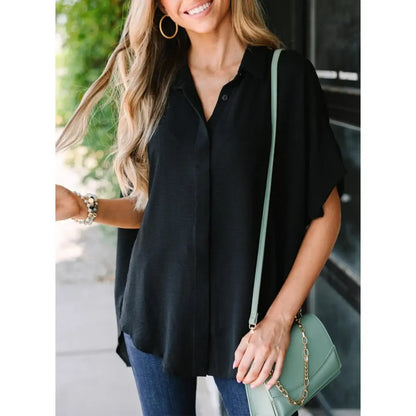 Women's Tops Dressy Casual V Neck Button Down Shirts
