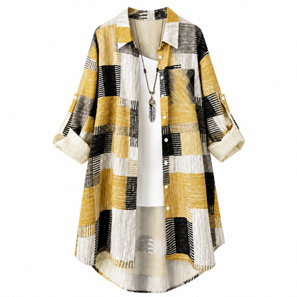 Casual Loose Fit Plaid Long Sleeve Shirt Plus Size Sun Protection Outerwear for Spring and Autumn