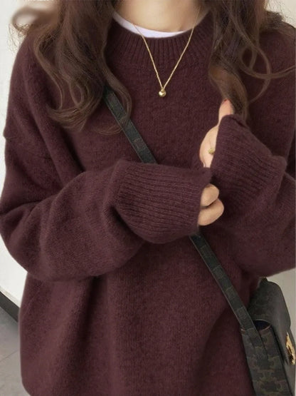 ✨Women's Solid Drop Shoulder Long Sleeve Basic Sweater🔥