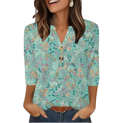 3/4 Length Sleeve Womens Tops Dressy Casual Blouses
