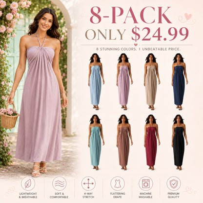 Halter Tie Back Maxi Dress with Pockets