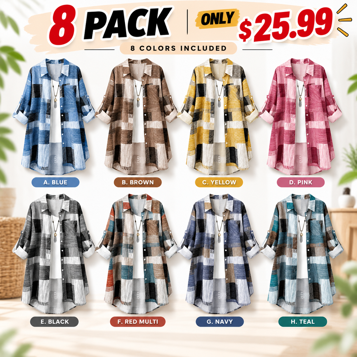 Casual Loose Fit Plaid Long Sleeve Shirt Plus Size Sun Protection Outerwear for Spring and Autumn